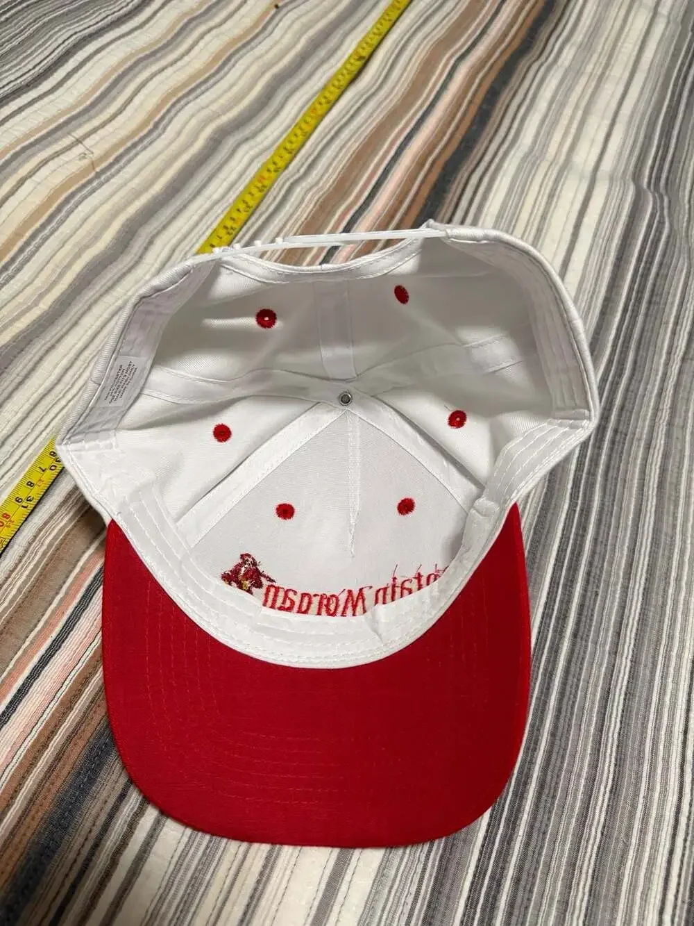 Captain Morgan Embroidered Logo Baseball Cap Red and White Adjustable Snapback H
